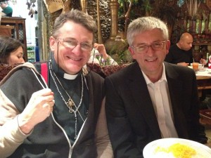 enjoying dinner with Rev. Stepen Sizer in London
